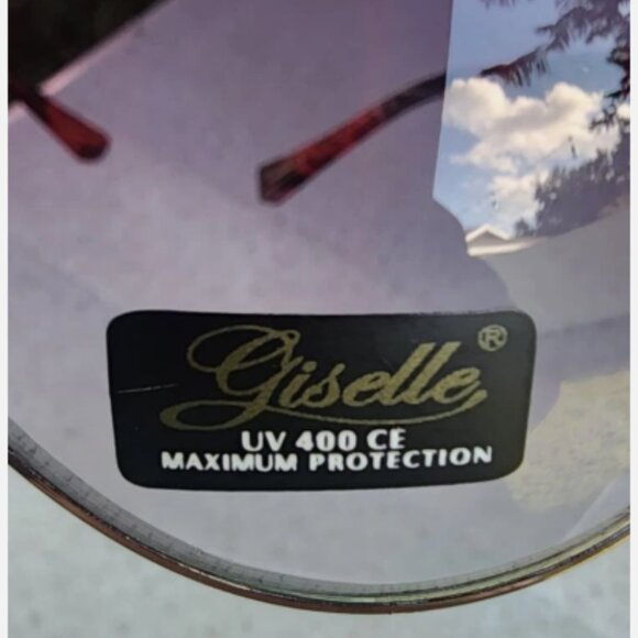 GISELLE AVIATOR SUNGLASSES SILVER FRAME PURPLE LENS UV400 MAX PROTECTION NWT - Picture 8 of 8